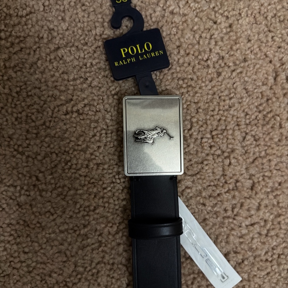 Polo by Ralph Lauren Black Belt with Silver Emblem Buckle